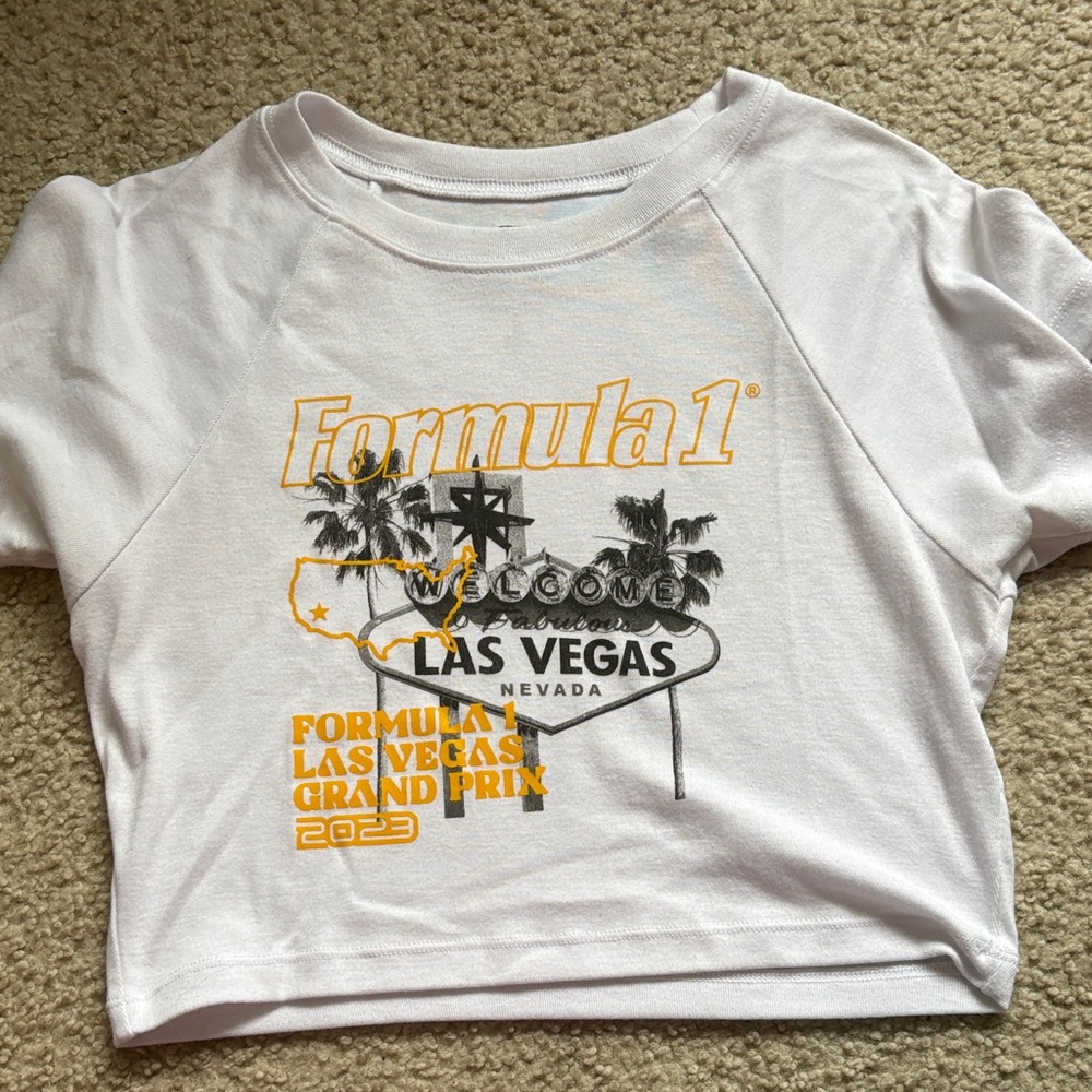 PacSun White and Gold Formula 1 Crop Top